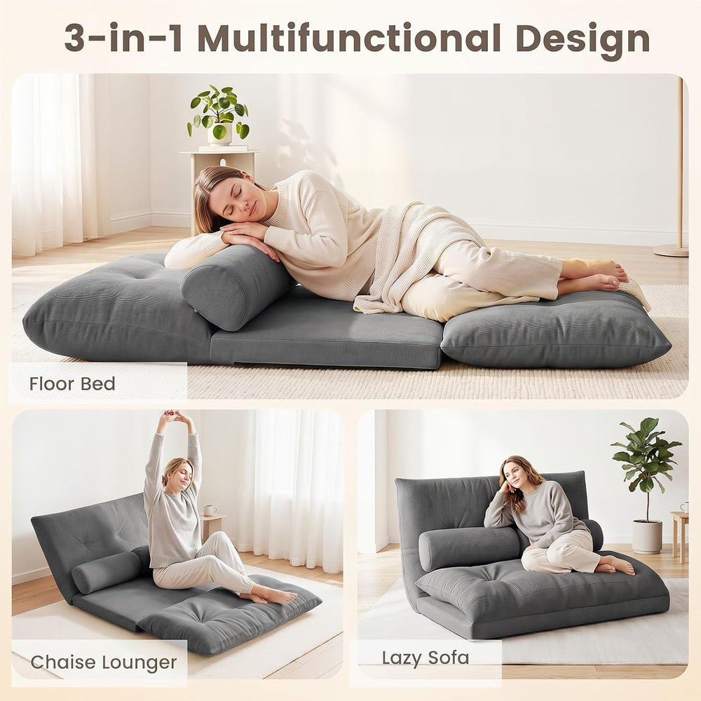 GIANTEX Adjustable Floor Sofa Couch with 2 Pillows, Multi-Functional 6-Positi...
