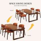 Kitchen Dining Chairs Set of 4 Modern Soft Linen Farmhouse Dining Room Chair with Metal Legs, Orange/Walnut
