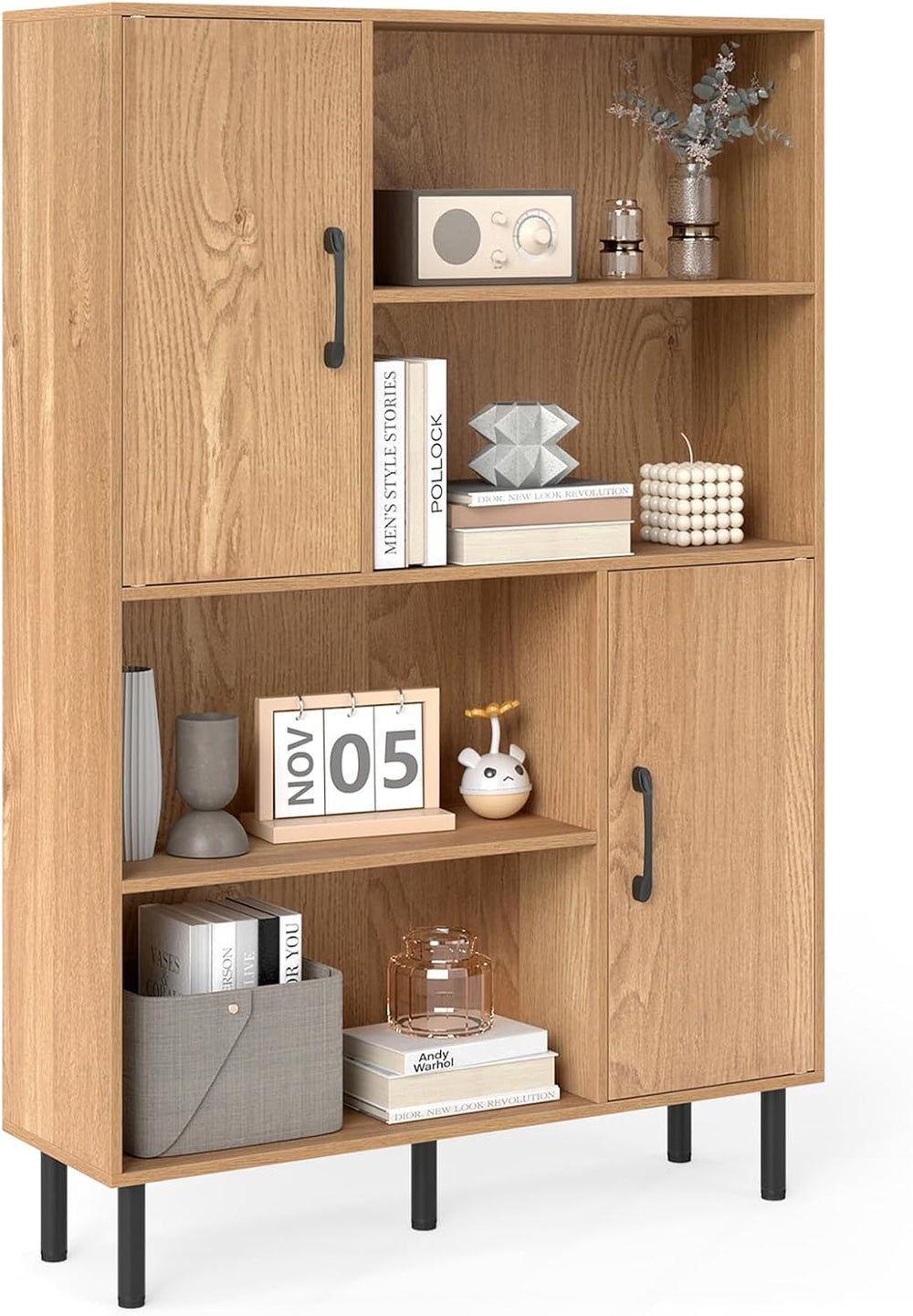 Giantex 47-Inches Storage Cabinet with Doors, Open Shelves, Anti-Tipping Devi...