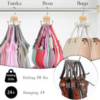 Belt Hanger, Belt Organizer for Closet,Rotatable Tie Rack,Belt Holder,Hanging Closet Storage Hook for Belt, Bra, Tank Top, Tie, Scarf, Purse,2PCS,Natural