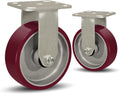 SY America 6" X 2" Casters Wheels,Heavy Duty Industrial Casters，Polyurethane on Aluminum Wheels,2 Rigid Casters,2600 LBS Load Capacity