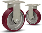 SY America 6" X 2" Casters Wheels,Heavy Duty Industrial Casters，Polyurethane on Aluminum Wheels,2 Rigid Casters,2600 LBS Load Capacity