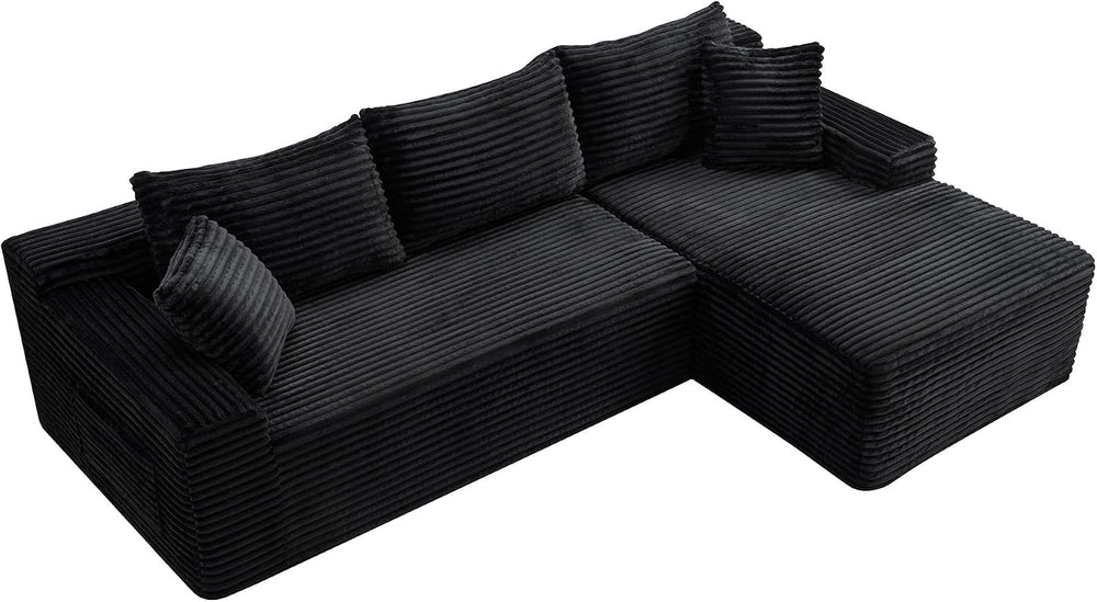 95" L-Shaped Cloud Sectional Couch, Right Facing Modular Compressed Sect...