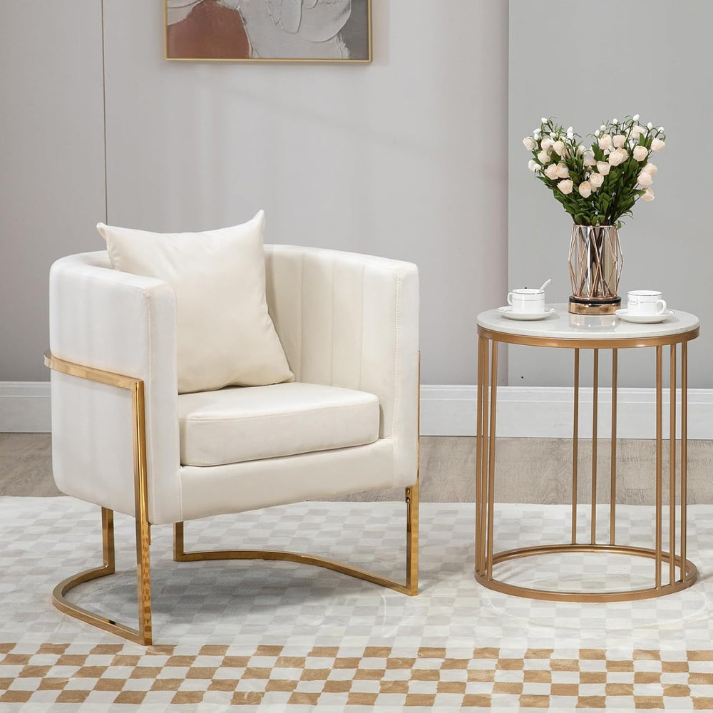 Velvet Accent Chairs Set of 2, Mid Century Modern Upholstered Barrel Armchair...