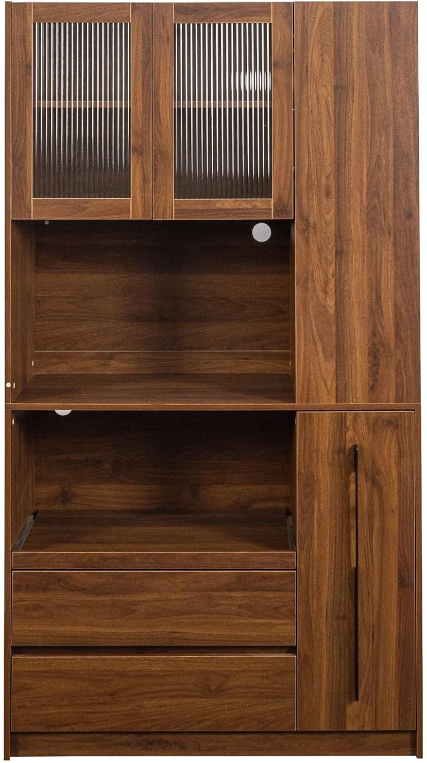 70.87" Kitchen Pantry Cabinet with Microwave Stand, Multi-Tier Pull-Out ...
