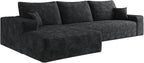 Eafurn Oversized L-Shaped Modular Sectional Sofa with Chaise, Fluffy Corduroy Upholstered Boneless Couch with Deep Seat, Minimalist Flexible Combination for Living Room | Breathable material, Full Foam, Anti-slip