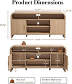 TV Stand for TVs Up to 65'' - [Unique Curved Profile, FSC-Certified Wooden Board] Entertainment Center with Adjustable Shelves and Storage Cabinet Modern Media Console for Living Room