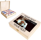 Creative Deco Personalized Wooden Tea Box Storage | 12 Compartments | Your Text + Photo/Logo | 11.41x9.84x2.95in | Luxury Organizer Bag Container Keepsake Chest | Gift Christmas Xmas | UV Print