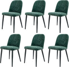 Upholstered Dining Chairs Set of 6 Modern Kitchen Chairs Chenille Fabric Dining Room Chairs High-Back Padded Dining Chairs with Metal Legs for Kitchen Dining Room Restaurant Cafe Hotel, Green