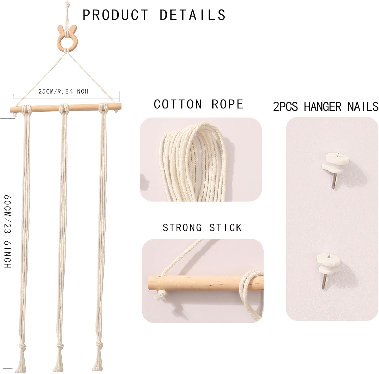 Macrame Hair Clips Organizer, Wall Hanging Hair Accessories Holder and Storage for Women and Girls, Claw Clip Hanger Home Decor