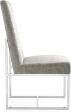 Manhattan Comfort Element Modern Velvet Dining Chairs, High Density Foam, Chrome Finish Stainless Steel Frame, High-Back, Fully Assembled Industrial Chic Accent Furniture, Set of 2, Steel
