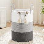 Laundry Basket,Woven Cotton Rope Laundry Hamper,40L for Decorative Storage of Dirty Clothes,Toys and Blankets in Bathroom,Bedroom and Living Room