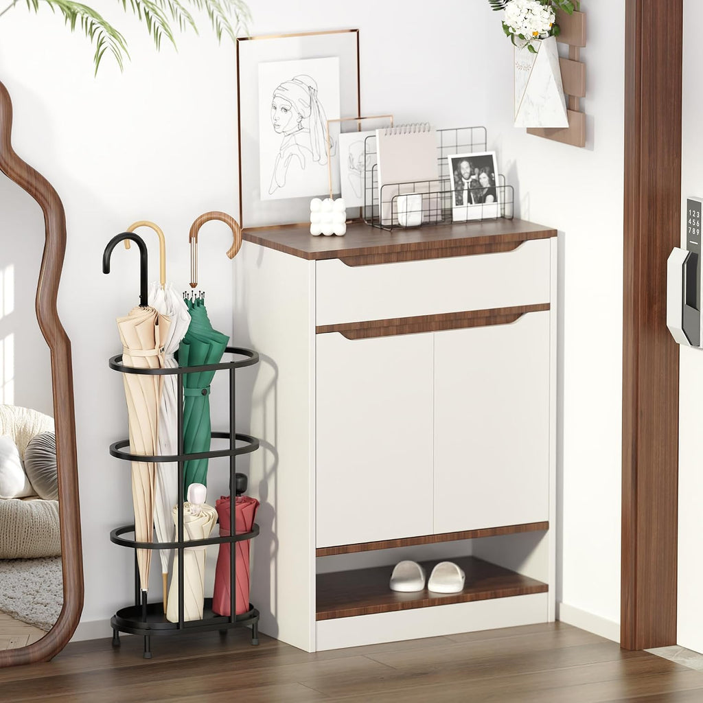 Alyoen Umbrella Stands for Entryway, Large Metal Umbrella Holder 6.89 x 10.8 x 21.34 Inches with Adjustable Feet, Decor Freestanding Elliptical Openwork Umbrella Rack for Home Office
