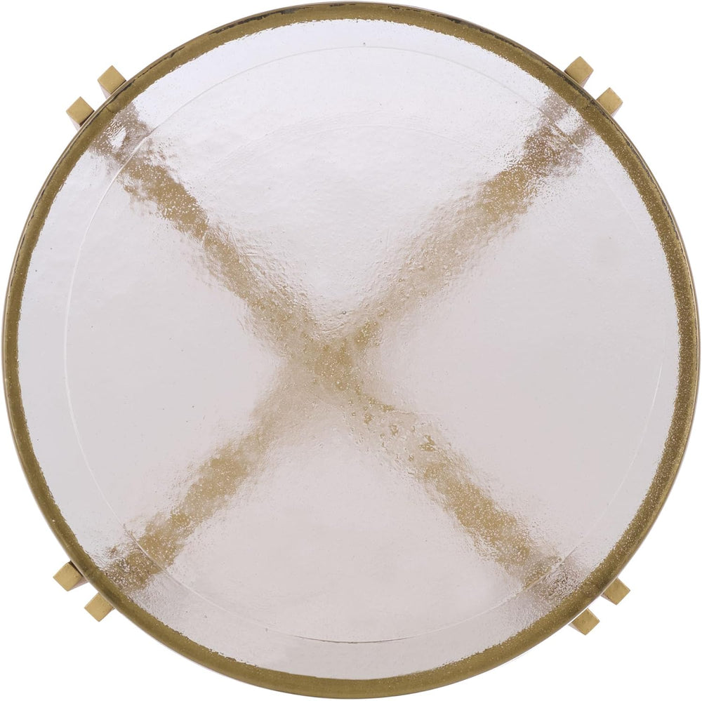 SAFAVIEH Couture Collection - Levitt Cast Glass Top Accent Table, Sculptural ...