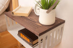 Floating Nightstand with White Metal Base, Wooden Top and Sturdy Metal Base, Minimalist Bedside Table, Wall Mounted Shelf, Bedside Shelf (London)