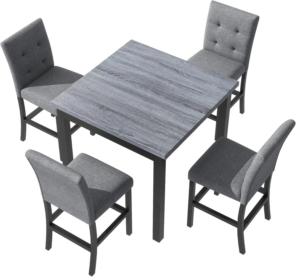 RuiSiSi 5-Piece Counter Height Dining Table Set for 4, Square Dining Table wi...