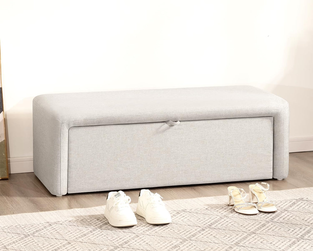 Homebeez 48" Storage Ottoman Bench with Side Opening, Large Ottoman with...