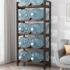 5 Tier Bookshelf Rustic Solid Wood Industrial Style Bookcase,Metal and Real Wood Vintage Bookshelf,Book Shelves Home Office, Retro Brown,Dark Matching credenza(LZ01-05tier) (5Tiers)