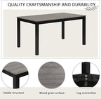 KEIKI 6-Piece Standard Height Dining Table Set with Rectangular Table, 4 Upholstered Curved Backrset Chair, Bench, for 6 Person, Modern Table Set, Easy Assembly, for Kitchen, Dining Room, Black+Gray