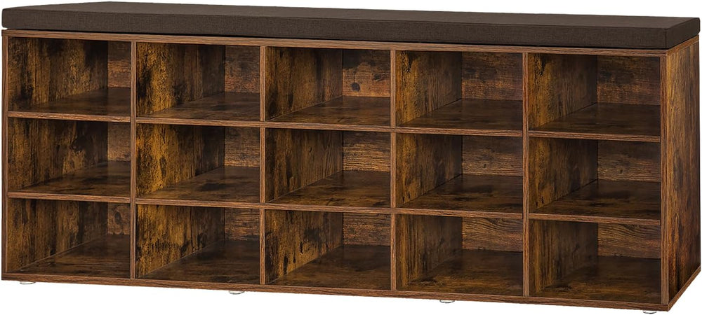 DINZI LVJ Shoe Storage Bench with Cushion, 15-Cubby Shoe Rack with Seat | 50....