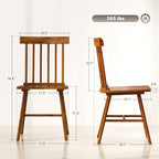 HOMCOM Windsor Dining Chairs Set of 4, Farmhouse Wooden Kitchen Chairs with Rubber Wood Frame and Spindle Backrest for Dining Room, Living Room, Light Brown