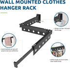 Clothes Drying Rack Wall Mounted, Multi-Tier Collapsible Laundry Drying Rack, Space Saving Wall Mounted Clothes Drying Rack for Indoor & Outdoor, Retractable, Folding, Black Drying Rack Clothing