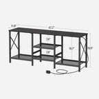 JARHETUN TV Stand with LED Lights for 55 Inch TV, Entertainment Center with 3-Tier Open Shelves, TV Console Table for Living Room, Bedroom, Black