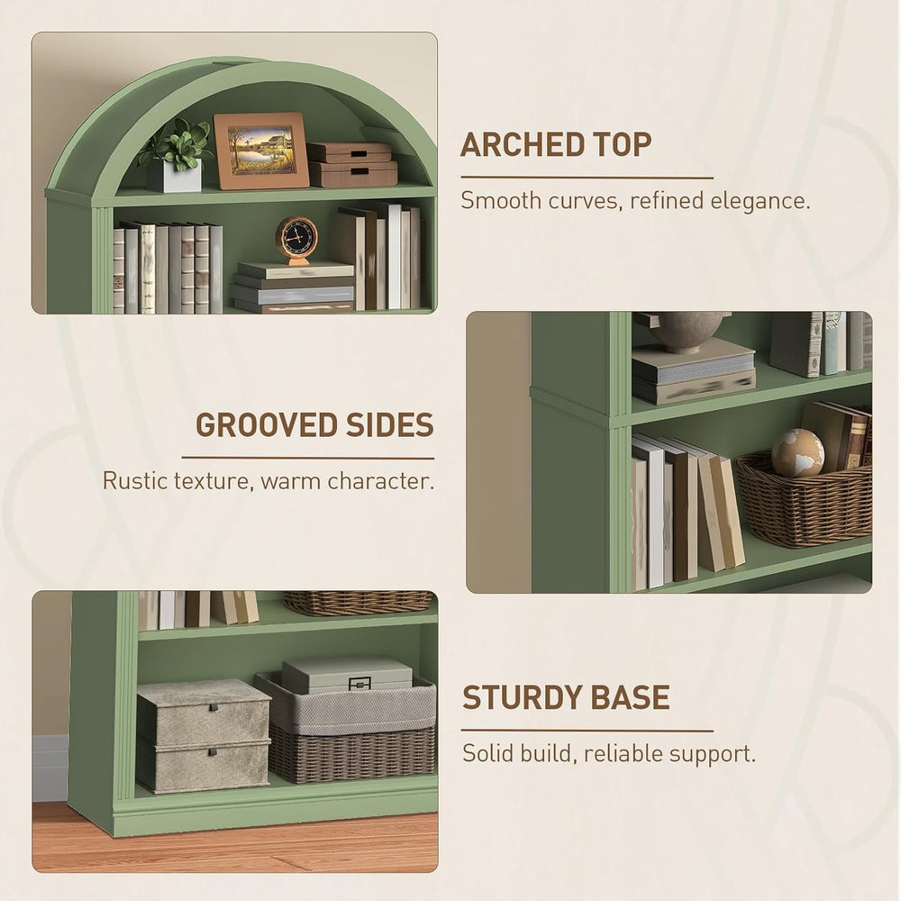 RALGEND Arched Bookshelf, 75.8" Tall Arch Bookcase with Storage
