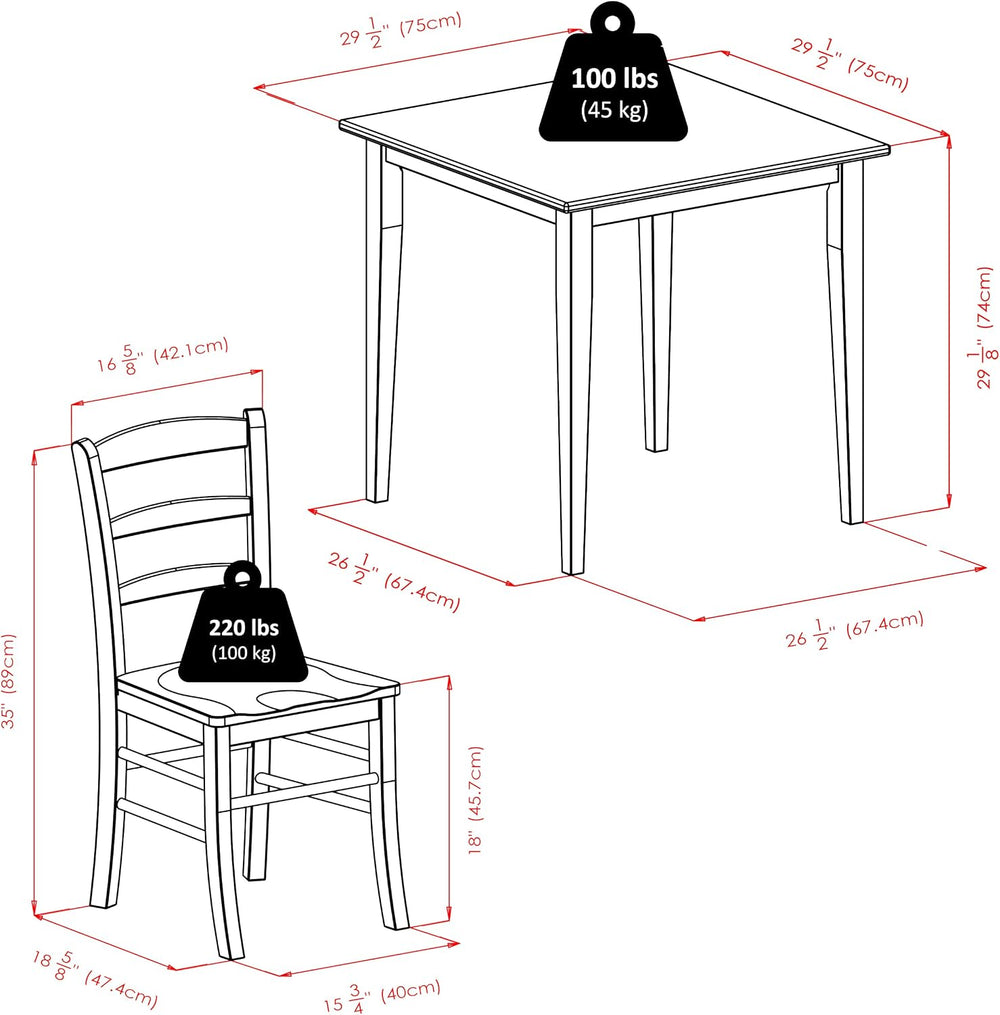 Winsome Groveland 3pc Dining Set, Square Table with 2 Chairs
