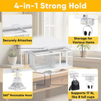 4 in 1 Metal Clip On Cup Holder Attachment for Gaming Desk or Table, Sturdy and Easy to Clamp, Attachable Anti-Spill Cup Holder for Salon Chair, Bedside, Water Bottles, Drinks, Headphones - White