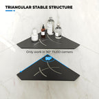 FerdY 2-Pack 10" Matte Black Recessed Corner Shower Shelf, for Tiled Bathroom Walls, Floating Shower Shelf, 304 Stainless Steel Shower Caddy Storage Shelves, No Drilling Required, Irregular Diamond