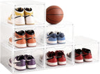 Shoe Boxes Shoe Storage Boxes Display Boxes with Magnetic Doors and Stackable Design, Ideal for Hallways, Under Beds, Wardrobes, and Living Rooms (Magnetic Door-Clear, 6 Pack)