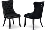 NKDA9-SBB-24-9-pc Dining Room Set Consists of a Rectangular Table and 8 Black Polyester Fabric Dining Chairs with Button Tufted Chair Back - Sand Blasting Black Finish.