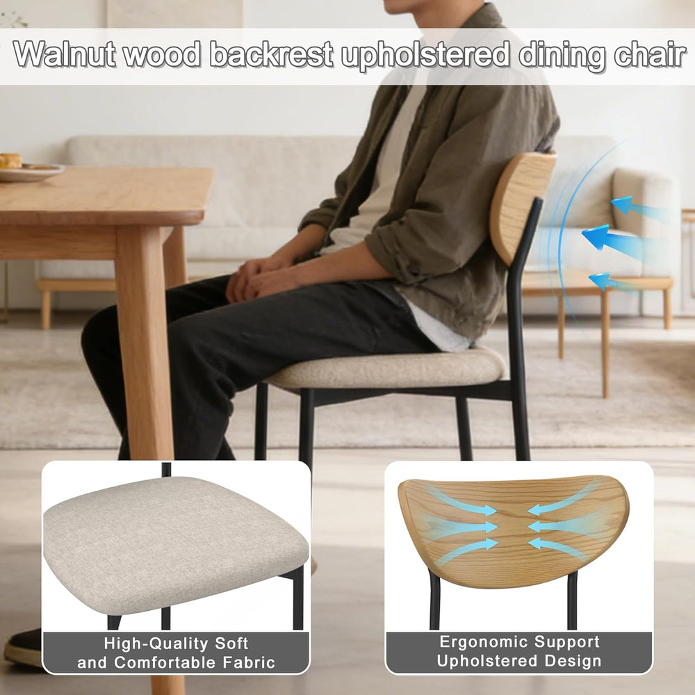 Beige Dining Chairs Set of 4, Upholstered Modern Kitchen Chairs Dining Room C...