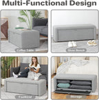 Homebeez 48" Storage Ottoman Bench with Side Opening, Large Storage Bench for Bedroom End of Bed, No Assembly Ottoman Foot Rest, Upholstered Entryway Bench for Living Room, Light Gray