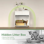 Large/Tall Litter Box Enclosure, Modern Wooden Litter Box Furniture for XL Litterbox with Drawer as Sideboard Cabinet (White)