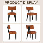 GOTMINSI Mid Century Modern Dining Chairs,Velvet Farmhouse Upholstered Kitchen Chairs, Accent Curved Backrest Dining Room Chairs with Hardwood Legs (Caramel, 2PCS)