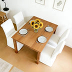 Parsons Dining Chairs Set of 2 Upholstered Linen Fabric Kitchen Chairs with Removable Skirted, High Back Side Chairs with Solid Wood Legs for Dining/Living Room, Banquet, Beige