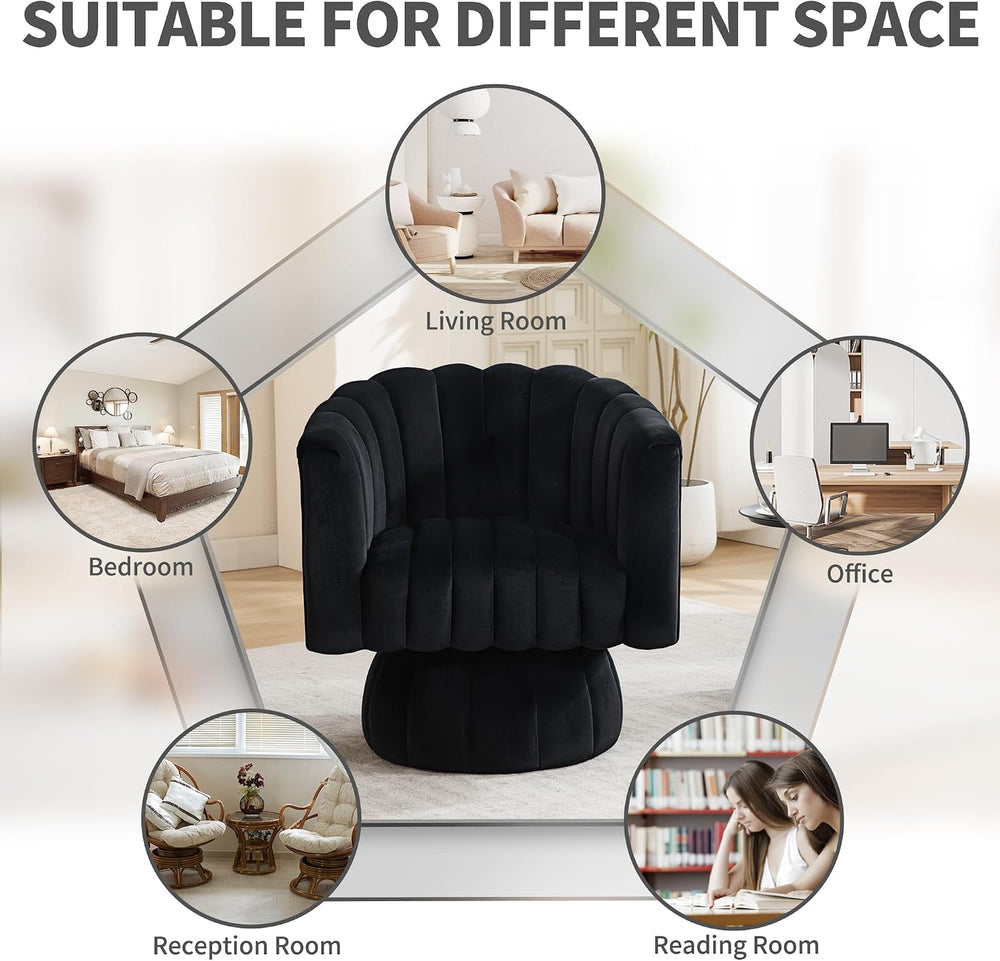 Swivel Accent Barrel Round Chair - Comfy 360° Arm Chairs Cute Small Sofa Club...