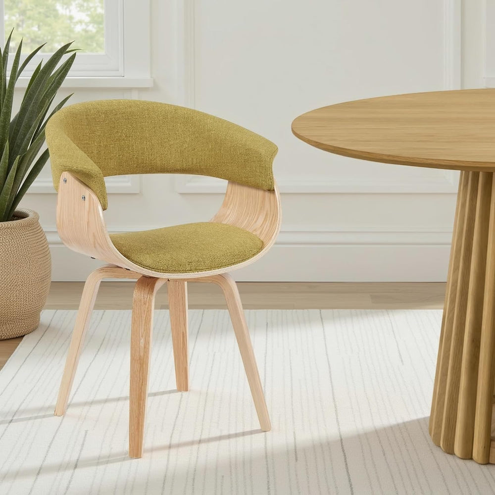 Armen Living Summer Mid-Century Upholstered Dining Chair in Green and Pattern...