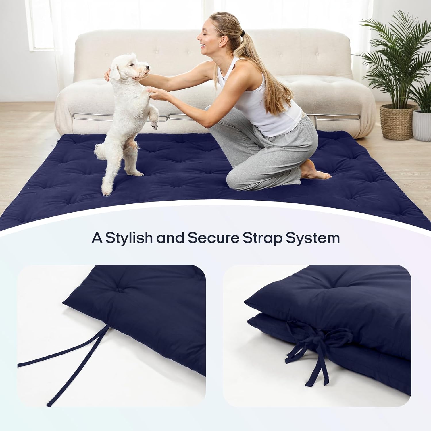 Syrinx Water Resistant Japanese Futon Mattress, Twin Size 75"x39", 2.5 Inch Thick Japanese Floor Mattress Tatami Mat, Foldable Floor Bed Sleeping Pad for Dormitory Guest Room Camping
