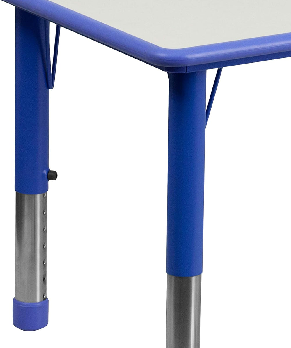 EMMA + OLIVER 23.625" W x 47.25" L Blue Plastic Activity Table Set-...