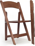 Wood Folding Chairs with Slatted Wooden Seats, Stackable Commercial Seats for Indoor & Outdoor Events, Party, Dining, Set of 2, Slatted Fruitwood