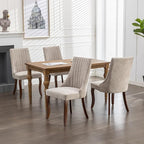 Modern Dining Chairs Set of 4, Mid Century Kitchen & Dining Room Chairs, Velvet Upholstered Kitchen Chairs with Wood Legs, Sillas de Comedor, Easy Assembly, Beige, 4 Pieces