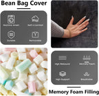 Big Bean Bag Chair 5Ft Memory Foam for Adults, Giant Lounge, Black | Memory Foam Filler, Removable Washable Flannel Cover, Big Bean Bag Lounge Reading Chair for Bedroom Living Room Adults