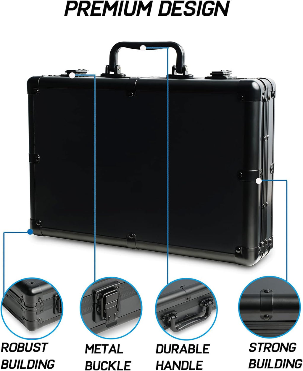 15 slots Watch organizer Case, Aluminum watch storage box, hard watch travel box, padded case for watch display and organization
