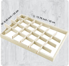 Mornajina 24 Grids Stackable Jewelry Tray Organizer with Removable Dividers, Velvet Jewelry Display Tray for Earrings Necklaces Bracelet Rings Display Showcase - Light Khaki