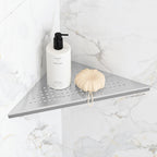 Bathroom Corner Shelf, Recessed 10" Shower Shelf Caddy, SUS304 Stainless Steel Shelf Wall Mount Triangular, No Drilling, Brushed Nickel