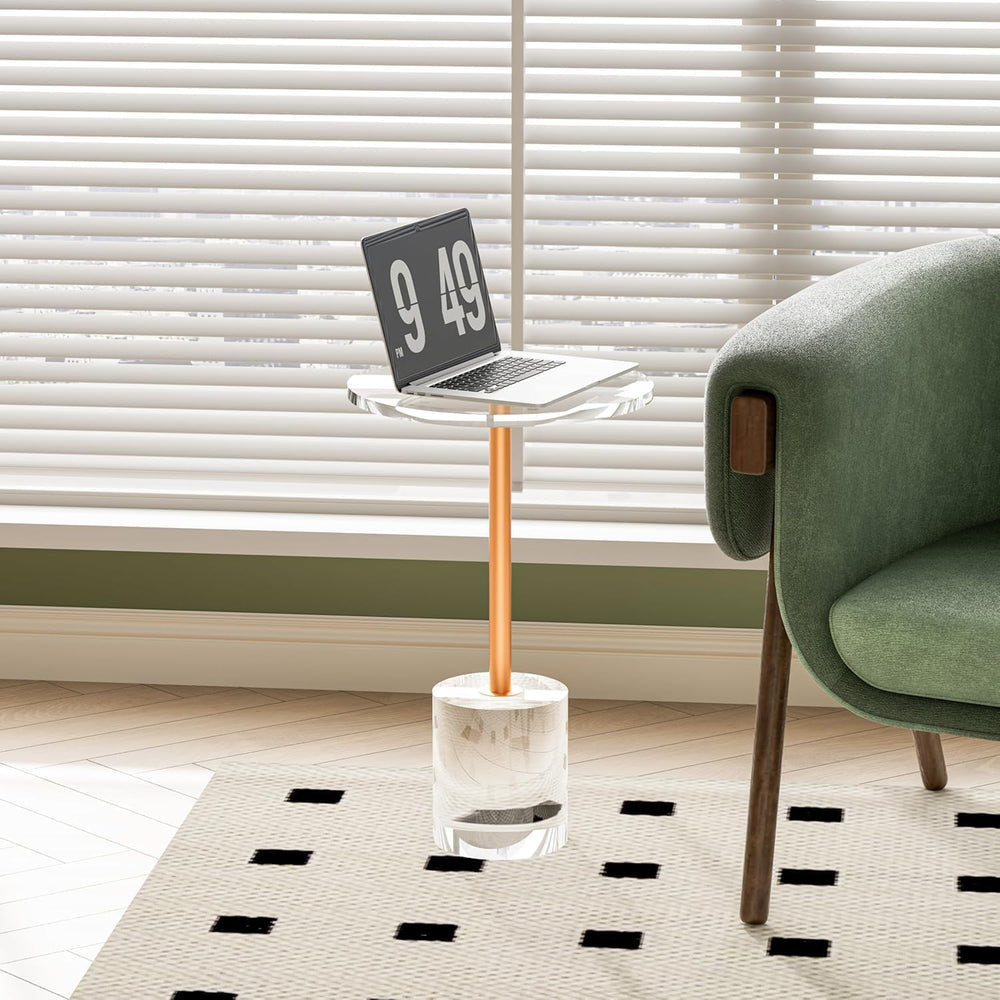 Acrylic Side Table, Acrylic End Table, Clear Round Side Table/Modern Drink Ta...