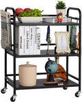 HDANI 3 Tier Metal Rolling Utility Cart,High Capacity Multi Purpose Heavy Duty Cart for Office,Kitchen,Living Room,Bedroom,Black